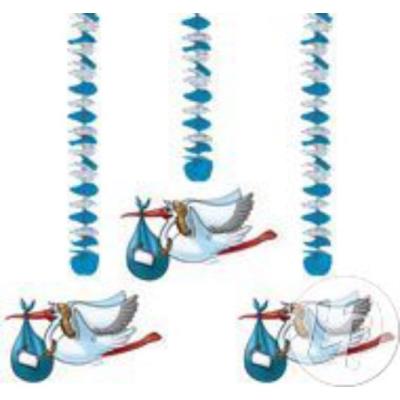 lot de 3 suspensions cigogne bleu