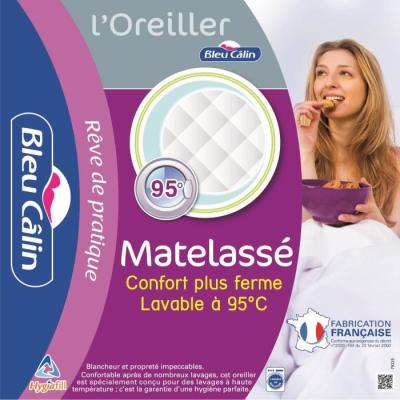 BLEU CALIN Oreiller MATELASSE 60x60cm