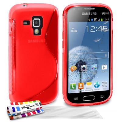 Coque Souple ORIGINALE Ultra Fine Rouge , Le S, Premium de MUZZANO pour SAMSUNG GALAXY S DUO + 3 Protections Ecran , UltraClear, Pour SAMSUNG GALAXY S DUO