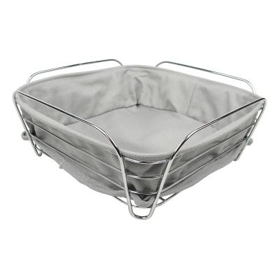 Panière à pain - corbeille en tissu et métal - gris