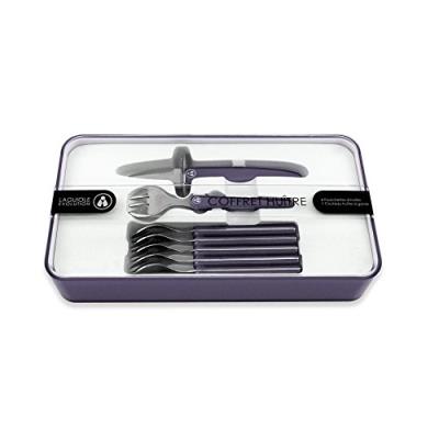 Laguiole evolution 448431 coffret de 7 pièces fruits de mer avec manche carbone/inox noir