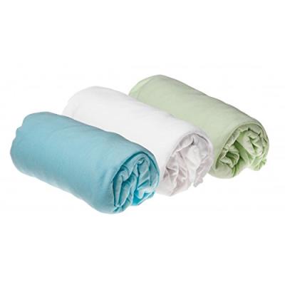 Lot de 3 draps housse coton pour lit bébé 40x80 / 40x90 cm - anis blanc turquoise