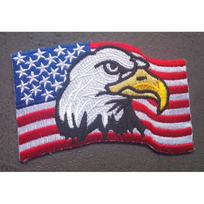 patch aigle usa drapeau plissé ecusson country biker rock