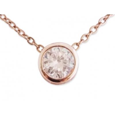 Collier doré pendentif rond en strass bijou fantaisie pas cher pendentif