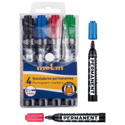 Sac avec 4 Feutres permanent assortriment