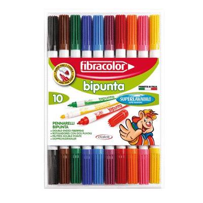 Feutres double pointes coloris assortis - Etui de 10