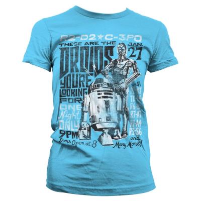 STAR WARS 7 - T-Shirt Droids Night - Sky Blue - GIRL (L)