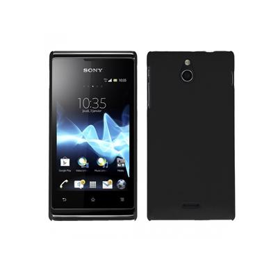 Coque rigide Noire pour Sony Xperia E aspect mat toucher rubber gomme