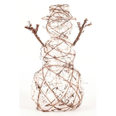 Décoration bonhomme de neige en rotin - H 40 cm