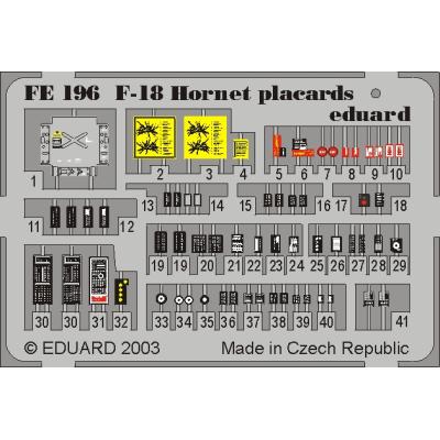 MAQUETTE F 18 HORNET PLACARDS 1/48 EDUARD FE196