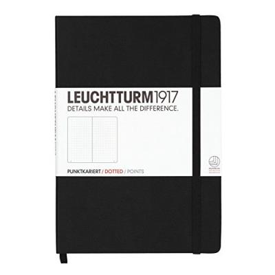 Leuchtturm1917 329398 carnet medium (a5), 249 pages numérotées, noir, pointillés