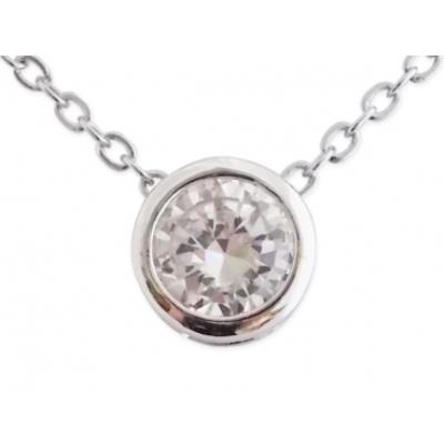 Collier argenté pendentif scintillant gros strass bijou fantaisie pas cher pendentif