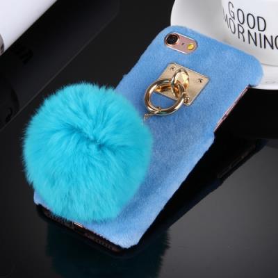 iPhone 6 & 6s Coque Protection Plastique Bleu Porte Clé Pompom Intégré