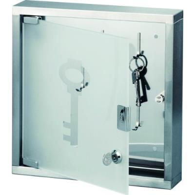 Zeller 13890 armoire à clés en acier inoxydable/verre, 30 x 6 x 30 cm