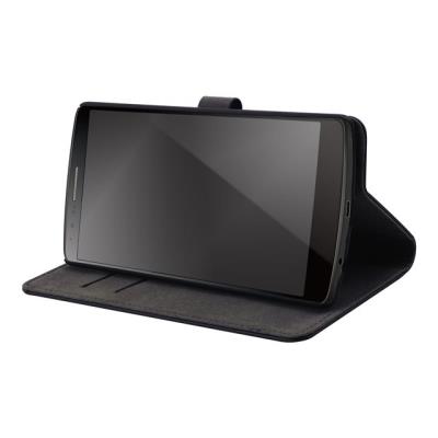 Muvit Wallet Folio - Flip cover voor mobiele telefoon - polycarbonaat, imitatieleer - zwart - voor LG G4