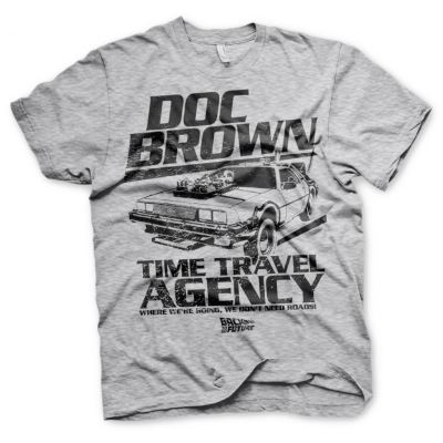 BACK TO THE FUTURE - T-Shirt Doc Brown Time Travel Agency - Grey (XL)