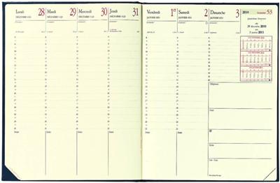 Agenda semainier de bureau Président Prestige Quo Vadis SOHO noir 2010