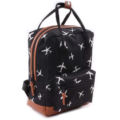 Kidzroom Planes Sac à Dos Enfants, 30 cm, Black & White