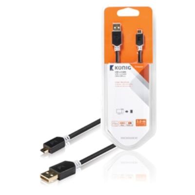 Câble usb 2.0, a mâle vers micro b mâle, 3m, gris könig