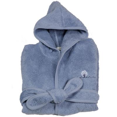 Peignoir bébé en coton bio bleu océan 12-24 mois