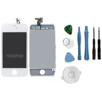 Écran LCD + Vitre Tactile + Dos Pour IPhone 4 Blanc - Kit De Réparation Avec Outils - Neuf