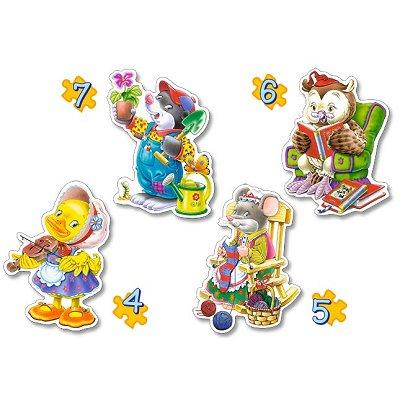 Puzzle 4 puzzles - Animaux en activités ludiques