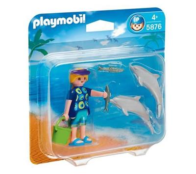 Playmobil - 5876 - Duopack Vacancière et dauphins + 4744 - Maman avec bébé et cheval à bascule