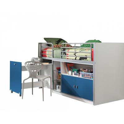 Vipack Lit Mezzanine + Bureau + Rangement 90x 200 Bonny Bleu