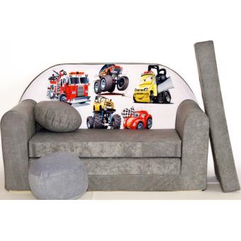 Canape Sofa Enfant 2 Places Convertible Voitures Gris Fauteuils