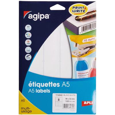 Agipa - Etiquette Adhesifs A5 99x32 - Etui 128