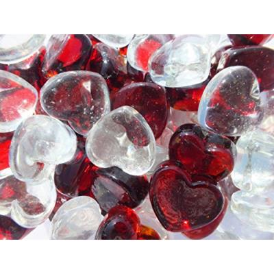 Boite Coeurs : 60 Billes Plates en forme de Cœur - Bille en verre