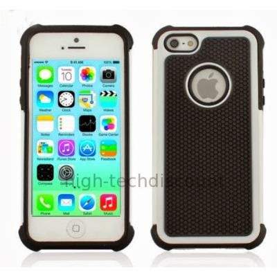 Housse etui coque anti choc rigide pour Apple iPhone 5C + film ecran - BLANC