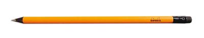 Crayon à papier Rhodia orange et noir, embout gomme