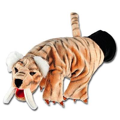 Peluche gant marionnette - tigre a dents de sabre bel40061