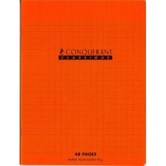 1 cahier 17x22 - 48 pages - grands carreaux séyès - polypro orange  conquârant sept 100105471 - Autres Jeux créatifs - Achat & prix