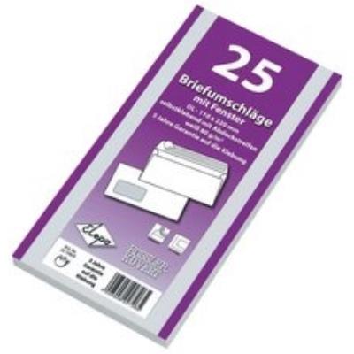 1x25 briefumschläge din lang m. fenster, selbstkl, 80 g blanc sotel 22826 0