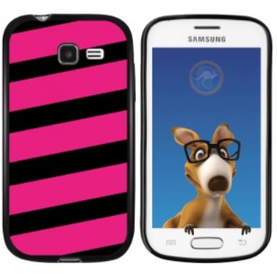 Coque Souple en gel noir pour Galaxy Trend Lite avec impression Motifs bandes fushias