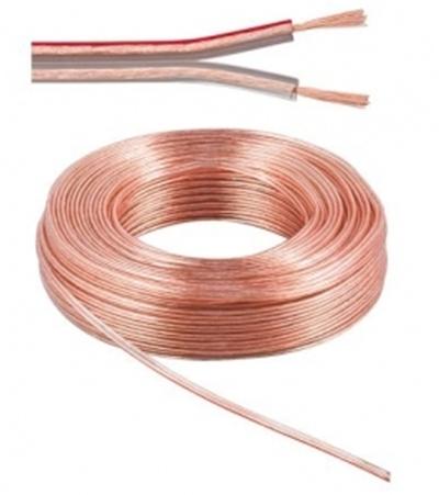 Bobine câble HP, OFC, 2x0.75mm², transparent, 25m