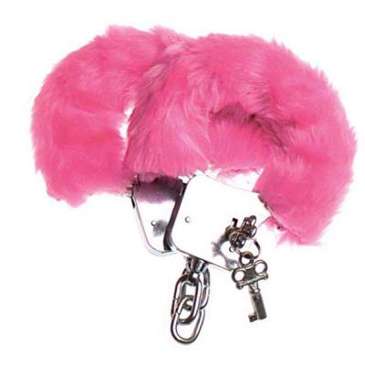 Menottes en fourrure rose Taille Unique