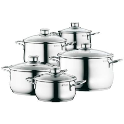 WMF 730086040 DIADEM : 2 FAITOUTS BAS 16 ET 20 CM + 3 FAITOUTS HAUTS 16, 20 ET 24 CM AVEC COUVERCLE