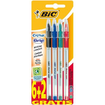 Stylo-bille CRISTAL® GRIP assortis 6+2 GRATUITS !