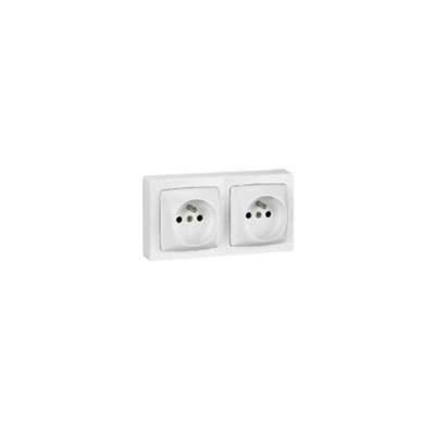Legrand Blanc Prise De Courant Double 2 Poles - Terre Saillie Complet