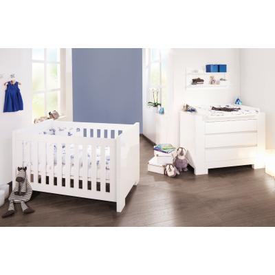 PINOLINO Chambre bébé Sky blanc: Lit évolutif et commode à langer