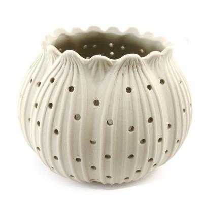 Bougeoir 'Feuille' beige