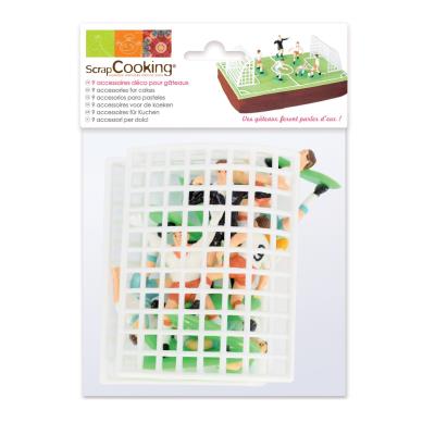 Décoration pour gâteau - Football - 9 pièces - Scrapcooking