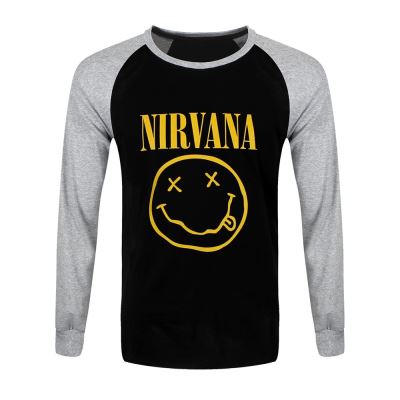 Nirvana T-Shirt à manches longues Yellow Smiley Homme Noir - Taille XL
