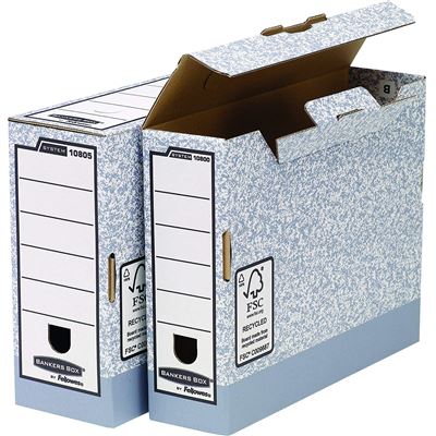 Fellowes 1080001 Boite d'Archives Banker Box System A4 Montage Automatique - Dos de 8cm Gris (Lot de 10)