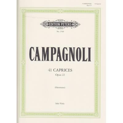 Partitions classique EDITION PETERS CAMPAGNOLI B. - 41 CAPRICES OP. 22 - ALTO SOLO Alto
