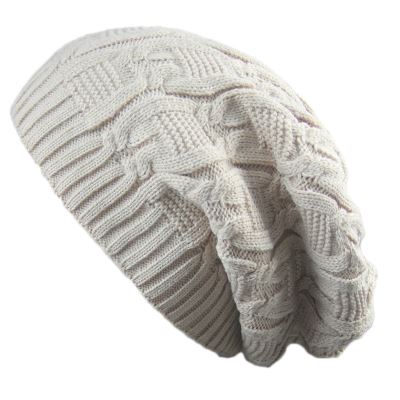 Femmes dames hommes chapeau tricoté hiver surdimensionné slouch beanie chapeau casquette skateboard chapeaux Beige
