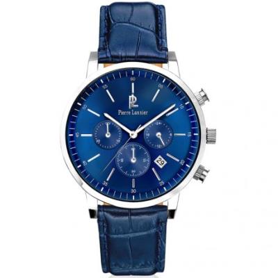 Montre PIERRE LANNIER Homme modèle Chronographe Bleue et Argentée - 213C166
